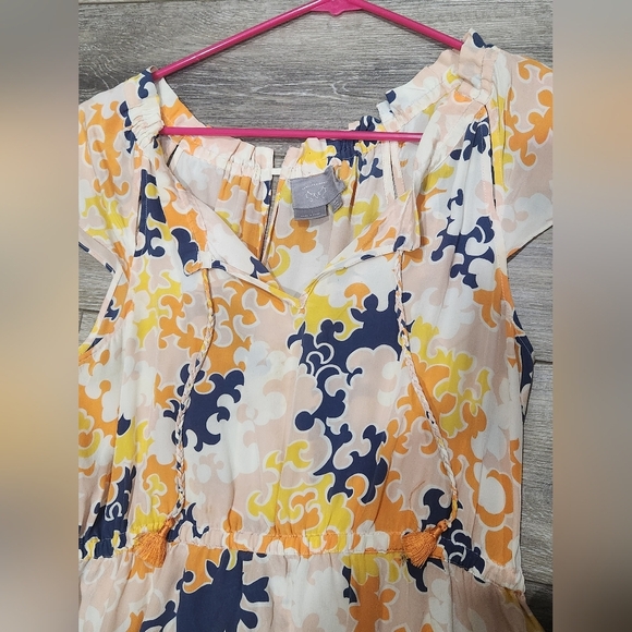 Anthropologie Vanessa Virginia Printed Silk Puzzle Piece Sun Dress Size 6 - Picture 4 of 9